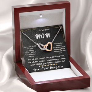 To My Dear Mom Interlocking Hearts Necklace - HEARTEN
