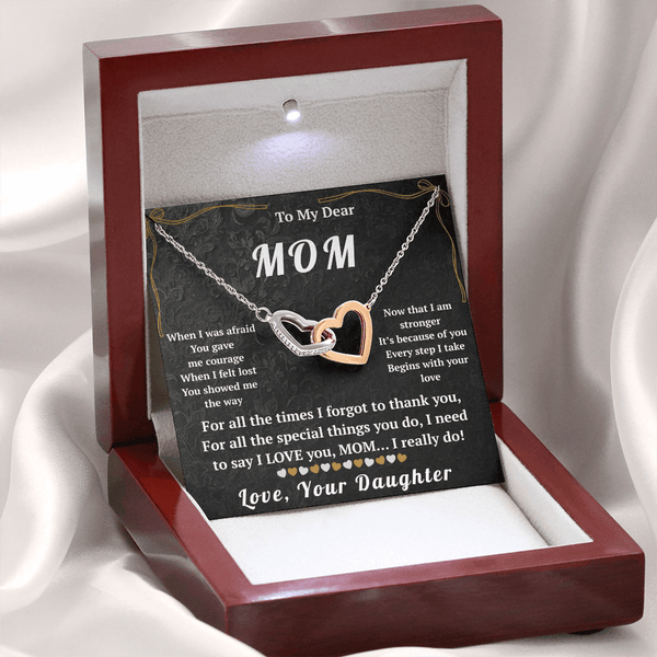 To My Dear Mom Interlocking Hearts Necklace - HEARTEN