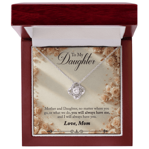 To My Daughter Love Knot Necklace from Mom - HEARTEN