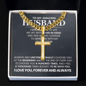 To My Amazing Husband – Personalized Cross with Cuban Link Chain - HEARTEN