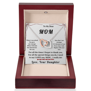 To My Dear Mom Interlocking Hearts Necklace with Message Card from Daughter - HEARTEN