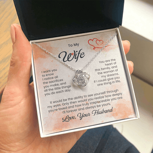 To My Beautiful Wife - Love Knot Necklace - HEARTEN