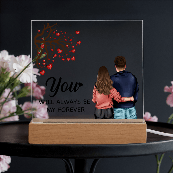 Personalized Acrylic Square Plaque – Light - Up Keepsake Gift - HEARTEN