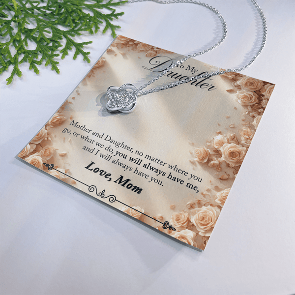 To My Daughter Love Knot Necklace from Mom - HEARTEN