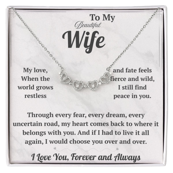To My Beautiful Wife Magnetic Hearts Necklace - HEARTEN