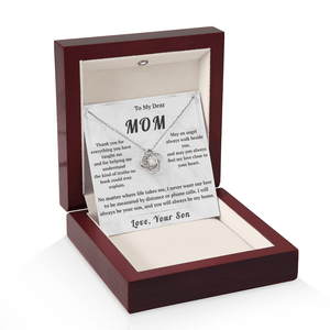 To My Dear Mom Love Knot Necklace with Message Card from Son - HEARTEN11
