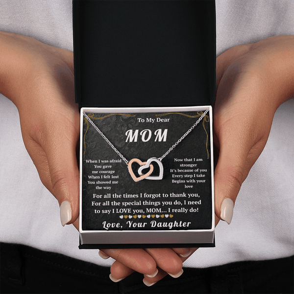 To My Dear Mom Interlocking Hearts Necklace - HEARTEN