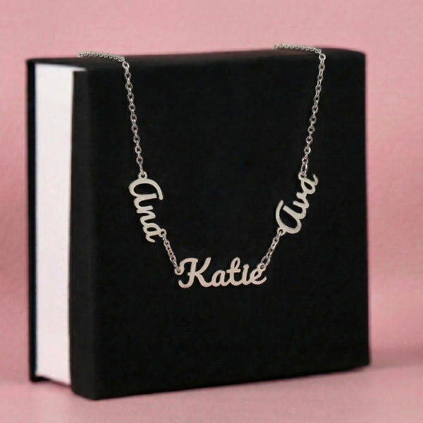 To Our Mom Personalized Name Necklace Gift Set with Message Card from Family - HEARTEN