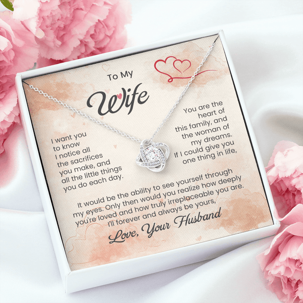 To My Beautiful Wife - Love Knot Necklace - HEARTEN