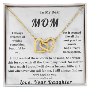 To My Dear Mom Interlocking Hearts Necklace - HEARTEN