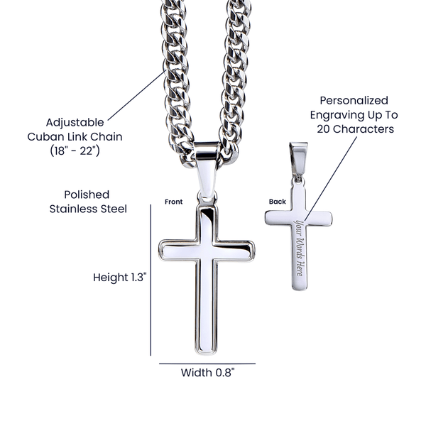 To My Amazing Husband – Personalized Cross with Cuban Link Chain - HEARTEN