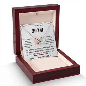 To My Dear Mom Interlocking Hearts Necklace with Message Card from Daughter - HEARTEN