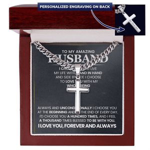 To My Amazing Husband – Personalized Cross with Cuban Link Chain - HEARTEN