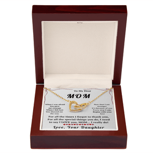 To My Dear Mom Interlocking Hearts Necklace with Message Card from Daughter - HEARTEN