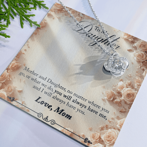 To My Daughter Love Knot Necklace from Mom - HEARTEN