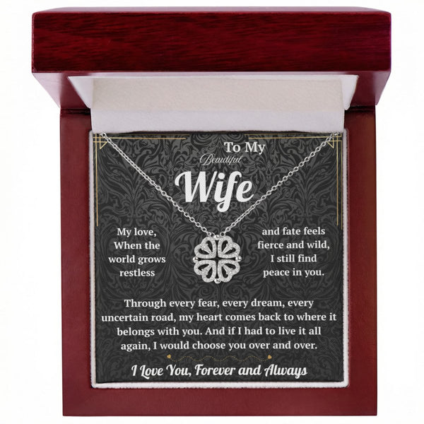 To My Beautiful Wife Magnetic Hearts Necklace with Message Card from Husband - HEARTEN10
