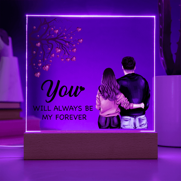 Personalized Acrylic Square Plaque – Light - Up Keepsake Gift - HEARTEN