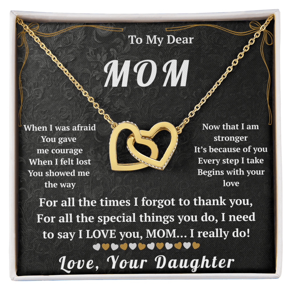 To My Dear Mom Interlocking Hearts Necklace - HEARTEN