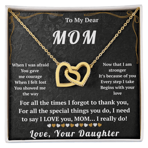 To My Dear Mom Interlocking Hearts Necklace - HEARTEN