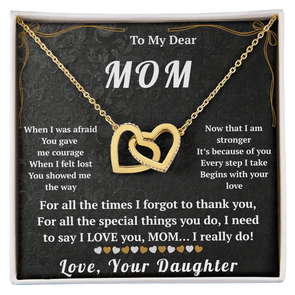 To My Dear Mom Interlocking Hearts Necklace - HEARTEN