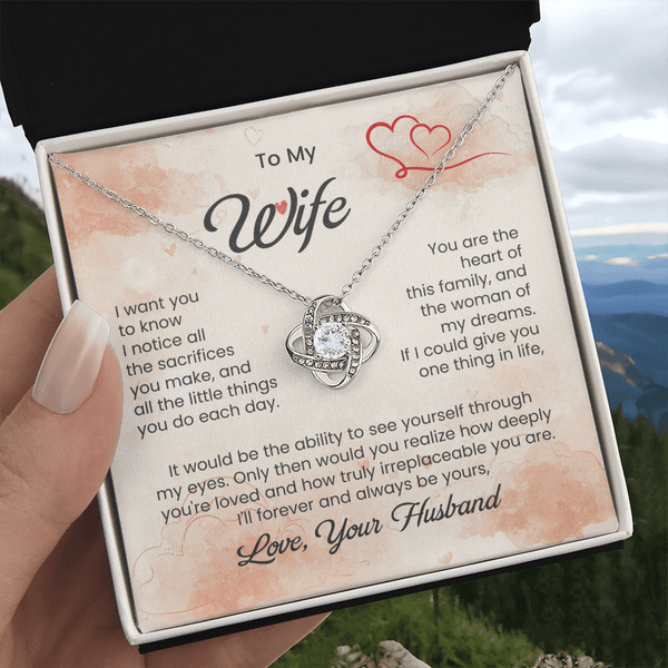 To My Beautiful Wife - Love Knot Necklace - HEARTEN