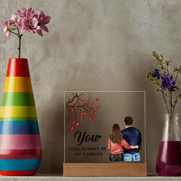 Personalized Acrylic Square Plaque – Light - Up Keepsake Gift - HEARTEN