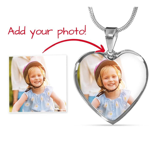Personalized Photo Heart Necklace with Engraved Message - HEARTEN