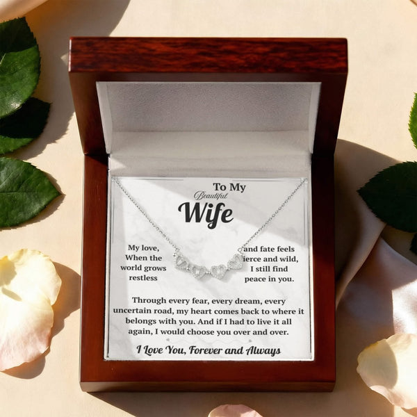 To My Beautiful Wife Magnetic Hearts Necklace - HEARTEN