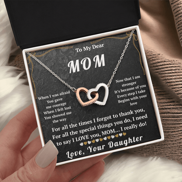 To My Dear Mom Interlocking Hearts Necklace - HEARTEN