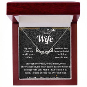 To My Beautiful Wife Magnetic Hearts Necklace with Message Card from Husband - HEARTEN11
