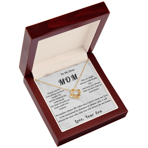 To My Dear Mom Love Knot Necklace with Message Card from Son - HEARTEN31