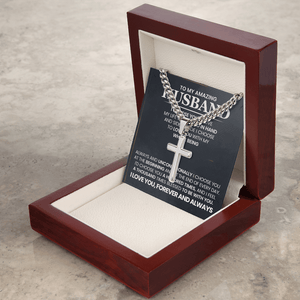 To My Amazing Husband – Personalized Cross with Cuban Link Chain - HEARTEN