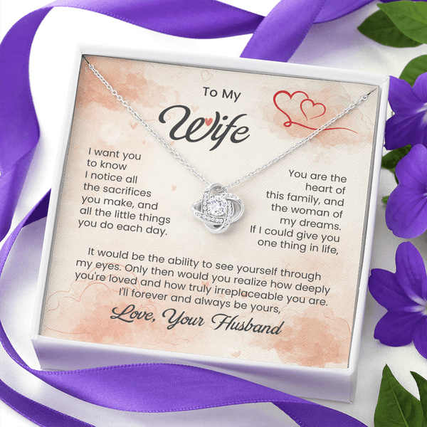 To My Beautiful Wife - Love Knot Necklace - HEARTEN