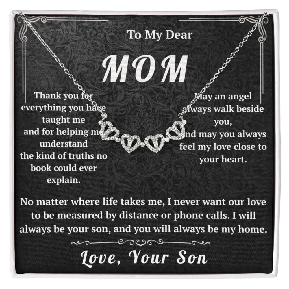 To My Dear Mom Magnetic Hearts Necklace From Son - HEARTEN