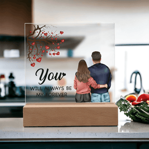 Personalized Acrylic Square Plaque – Light - Up Keepsake Gift - HEARTEN