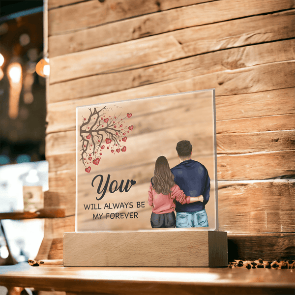 Personalized Acrylic Square Plaque – Light - Up Keepsake Gift - HEARTEN