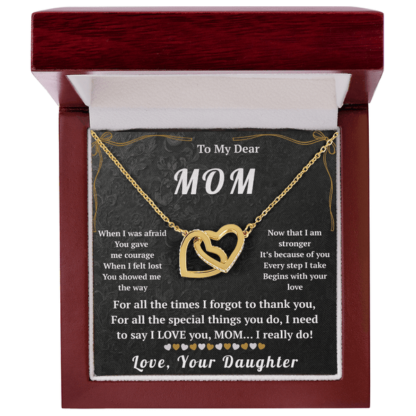 To My Dear Mom Interlocking Hearts Necklace - HEARTEN