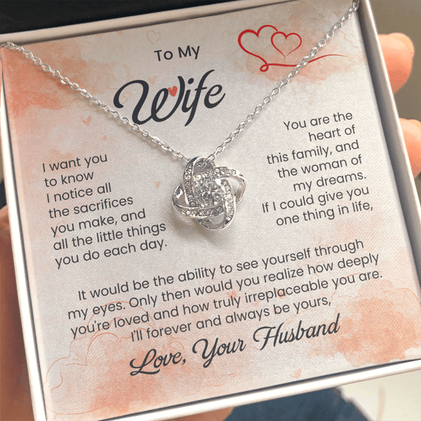 To My Beautiful Wife - Love Knot Necklace - HEARTEN