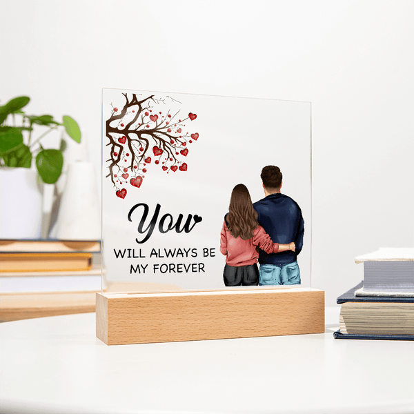 Personalized Acrylic Square Plaque – Light - Up Keepsake Gift - HEARTEN