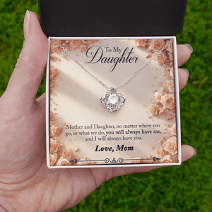 To My Daughter Love Knot Necklace from Mom - HEARTEN