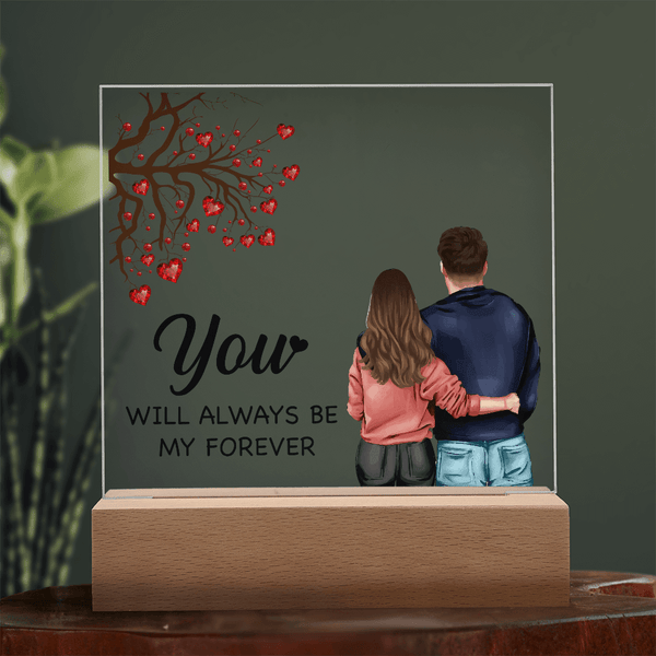 Personalized Acrylic Square Plaque – Light - Up Keepsake Gift - HEARTEN