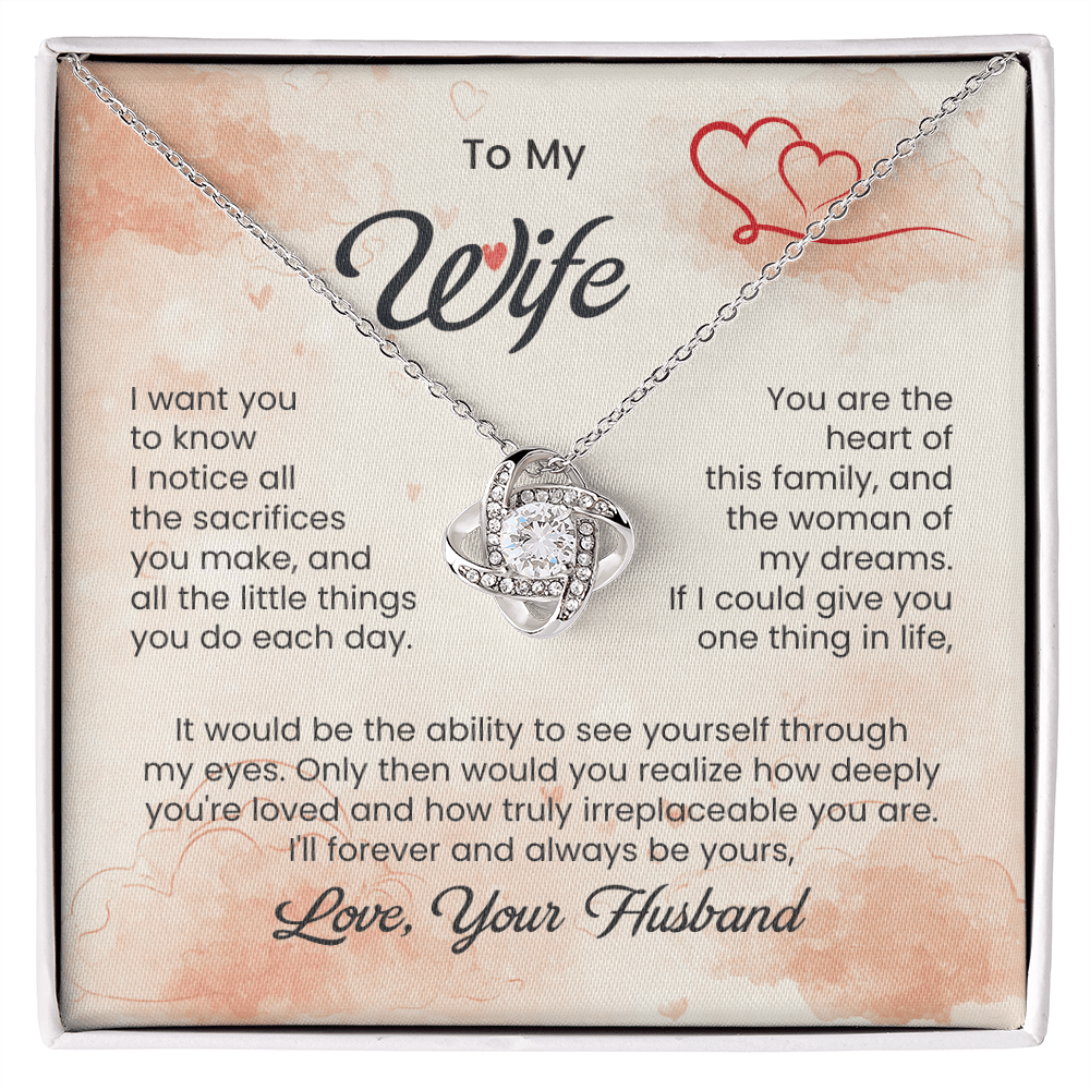 To My Beautiful Wife - Love Knot Necklace - HEARTEN