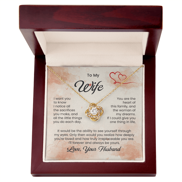 To My Beautiful Wife - Love Knot Necklace - HEARTEN