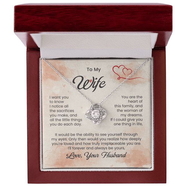 To My Beautiful Wife - Love Knot Necklace - HEARTEN