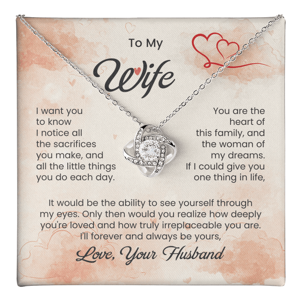 To My Beautiful Wife - Love Knot Necklace - HEARTEN