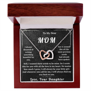 To My Dear Mom Interlocking Hearts Necklace - HEARTEN