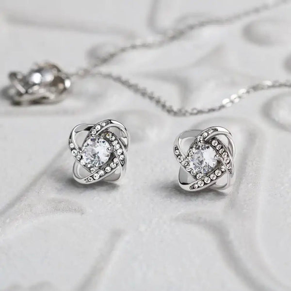 Love Knot Necklace & Earring Set - HEARTEN