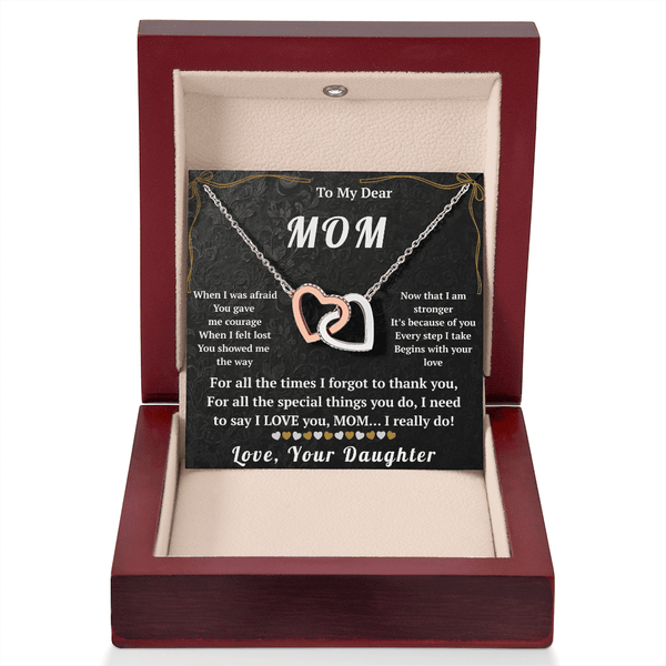 To My Dear Mom Interlocking Hearts Necklace - HEARTEN
