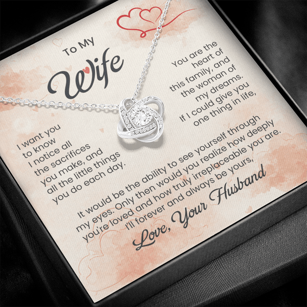 To My Beautiful Wife - Love Knot Necklace - HEARTEN