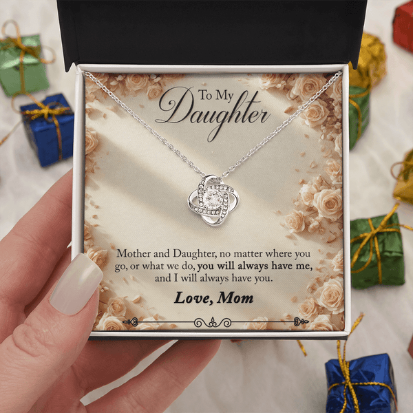 To My Daughter Love Knot Necklace from Mom - HEARTEN